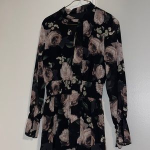 Black chiffon floral maxi dress